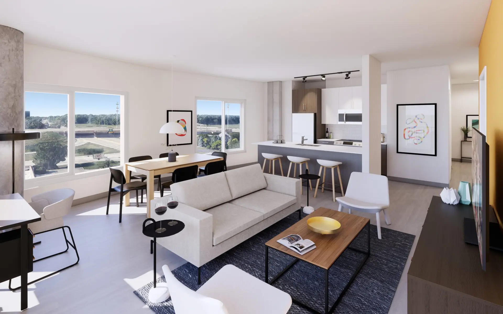 Spacious two-bedroom apartment with modern furnishings.